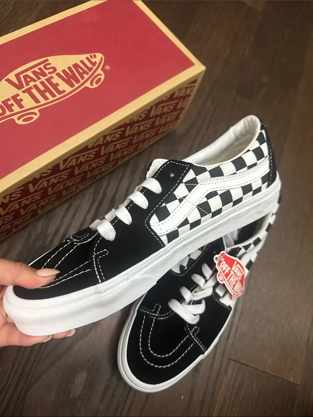 VNOA4UUK4W7 Vans Sk8-Low 'Checkerboard - Black'